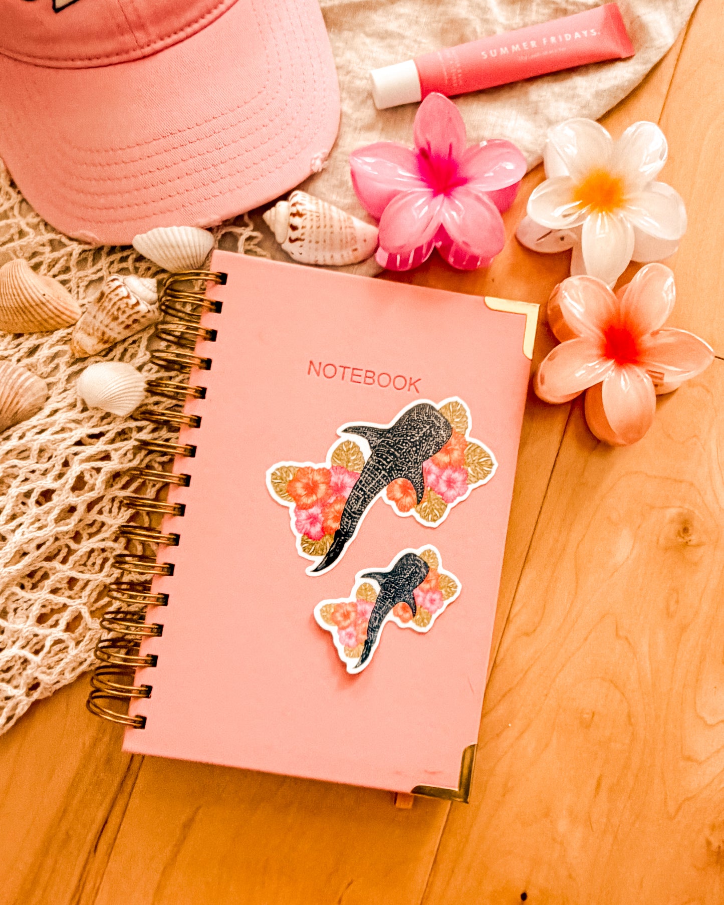 Mini Whale Shark in Bloom - Sticker (2.5x2.5")