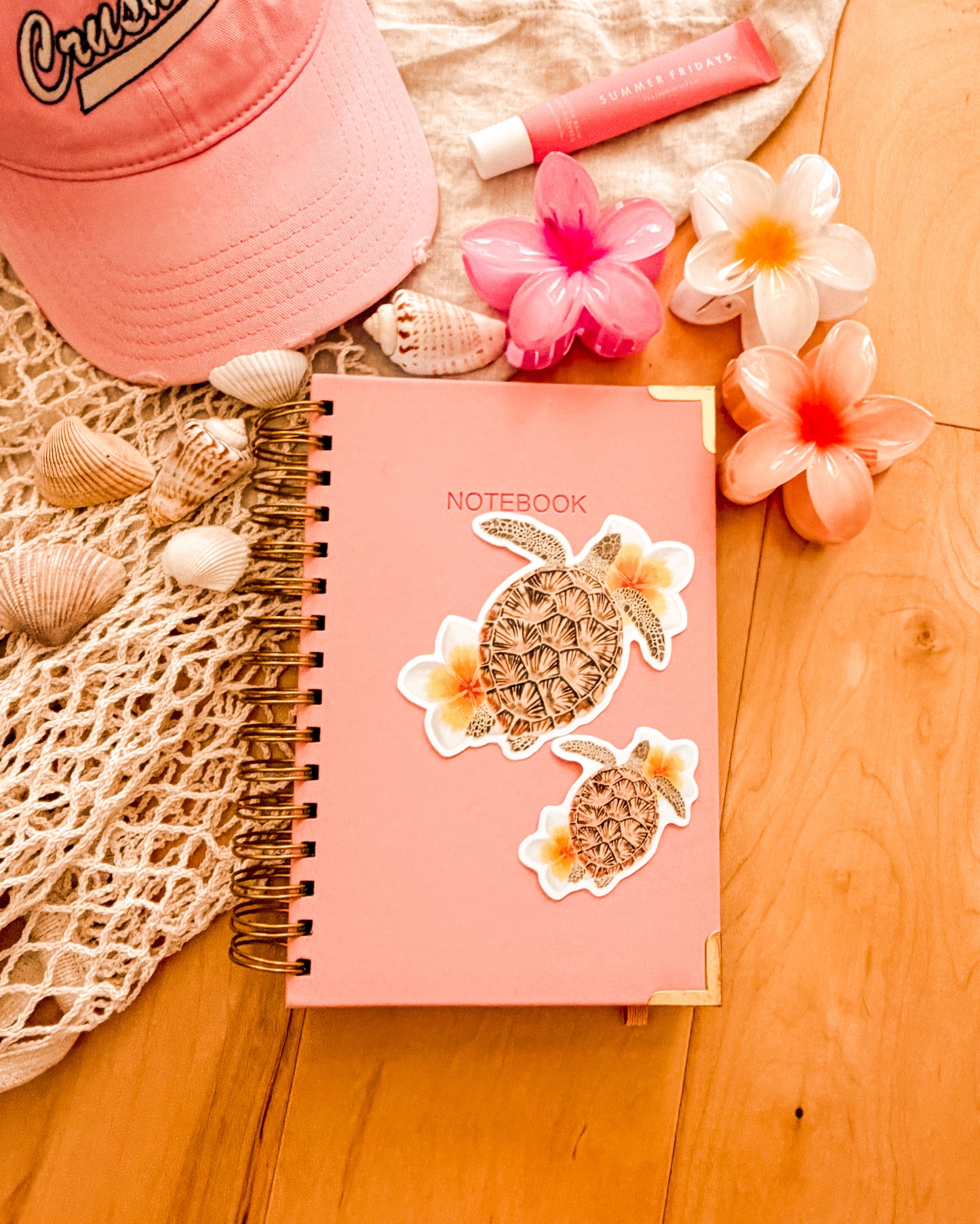 Mini Sea Turtle in Bloom - Sticker (2.5x2.5")