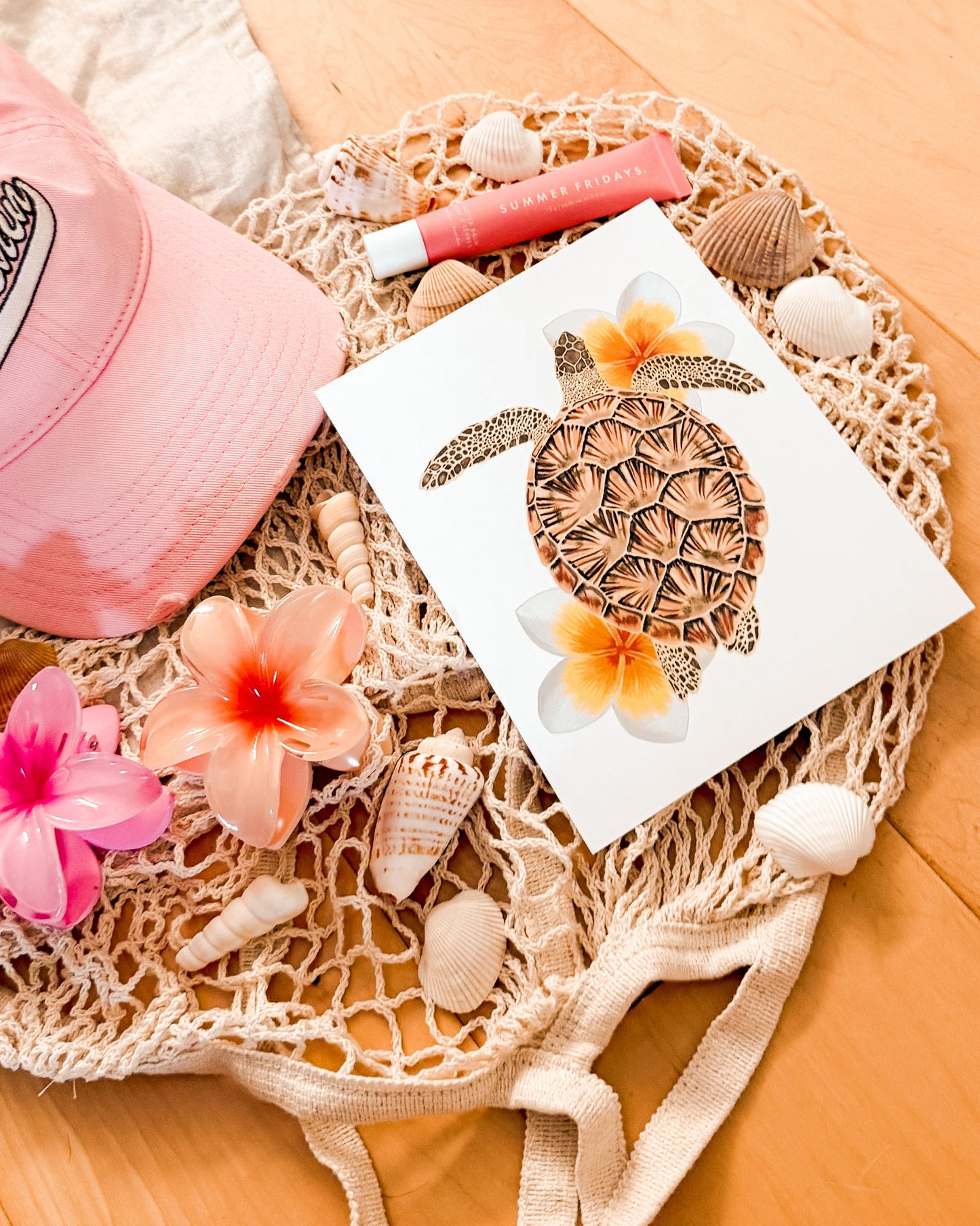 Sea Turtle in Bloom - 5x7 Print