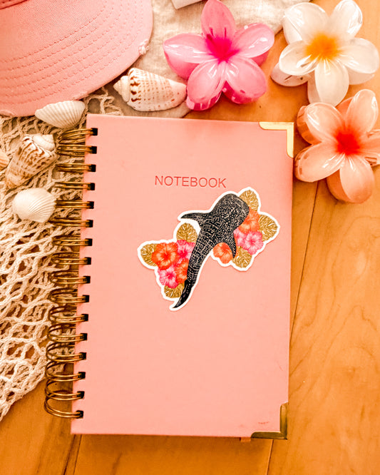 Whale Shark in Bloom - Sticker (3x4")