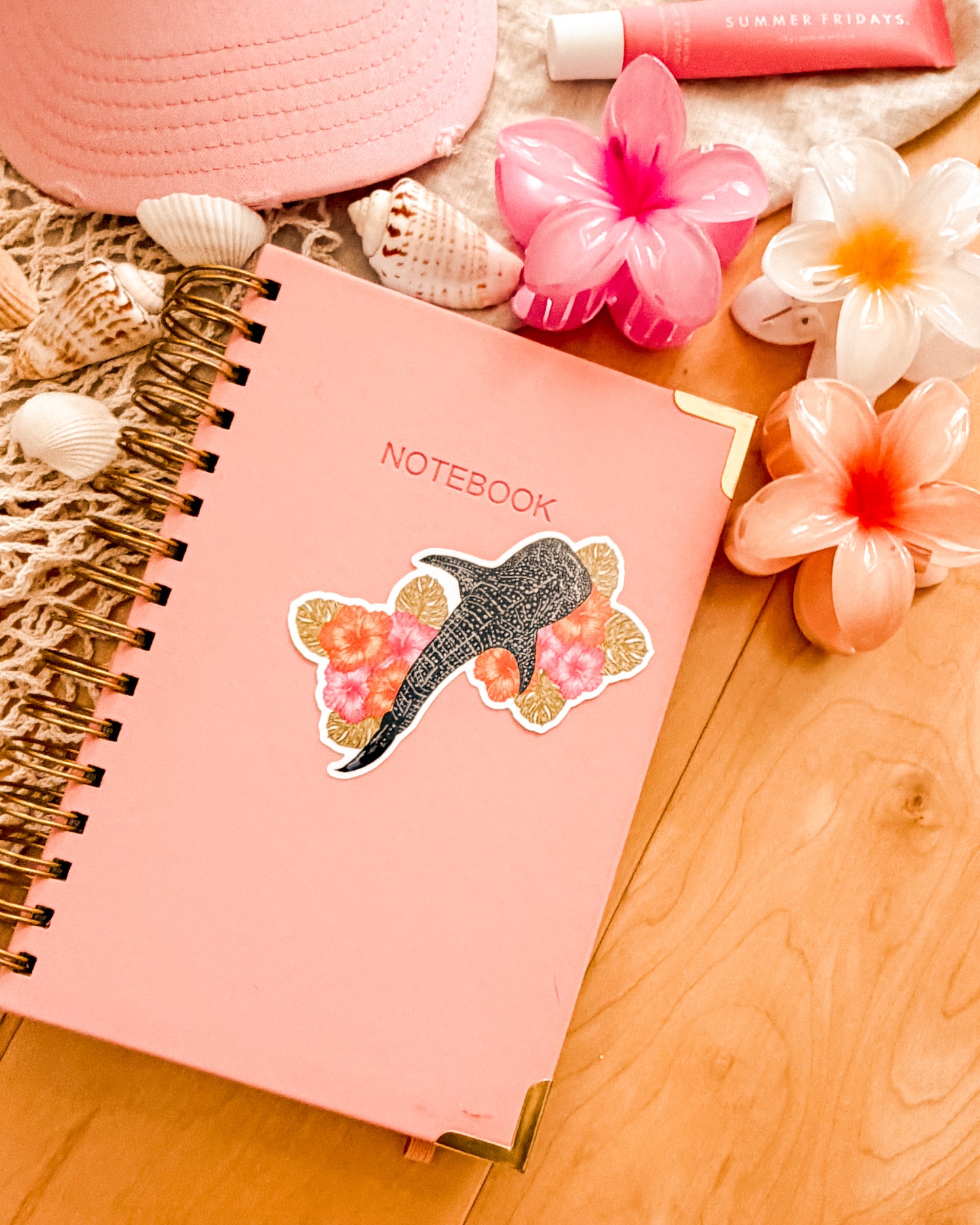 Whale Shark in Bloom - Sticker (3x4")