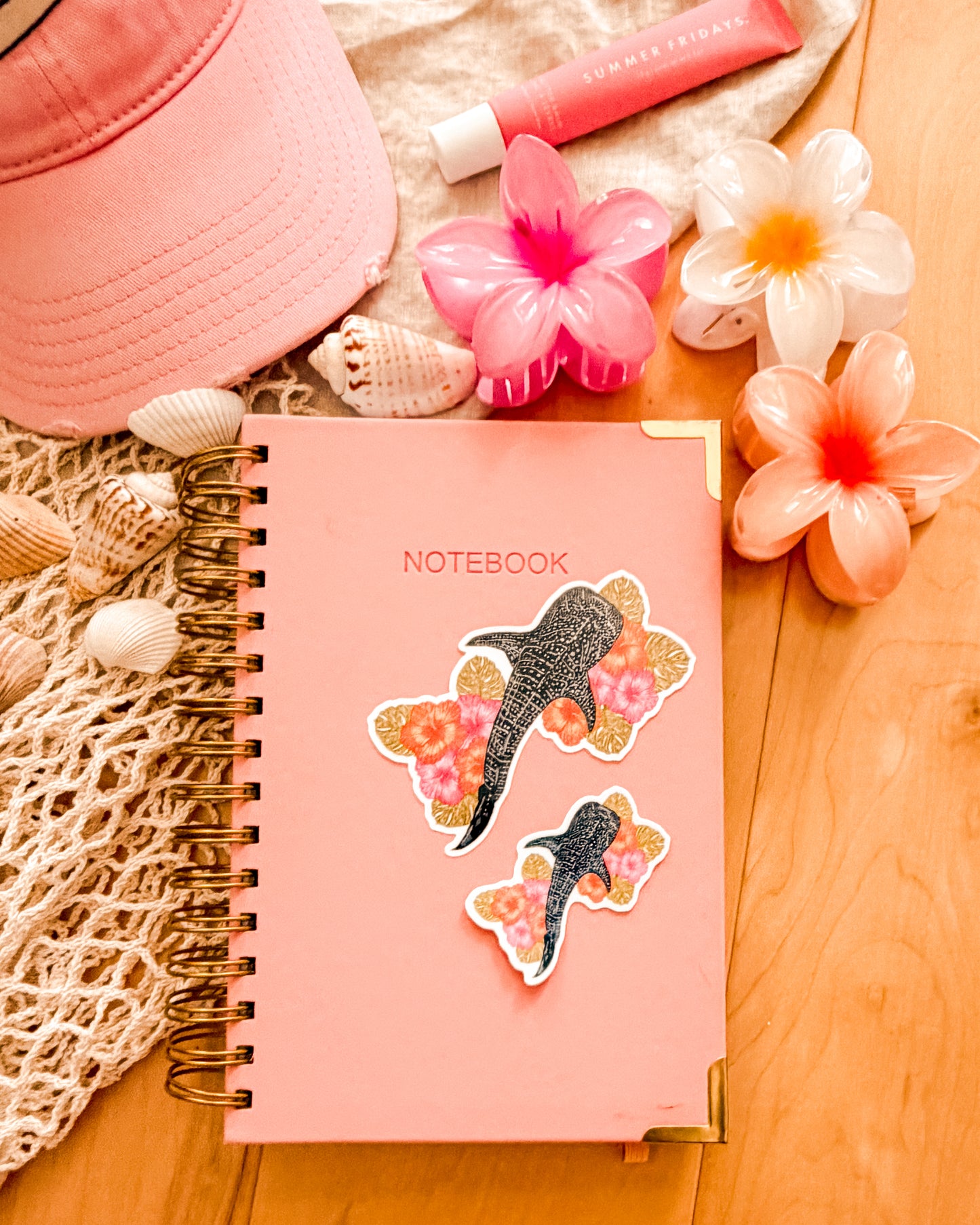 Mini Whale Shark in Bloom - Sticker (2.5x2.5")