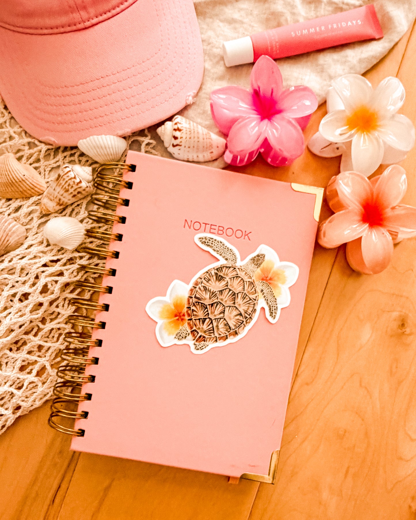 Sea Turtle in Bloom - Sticker (3x4")