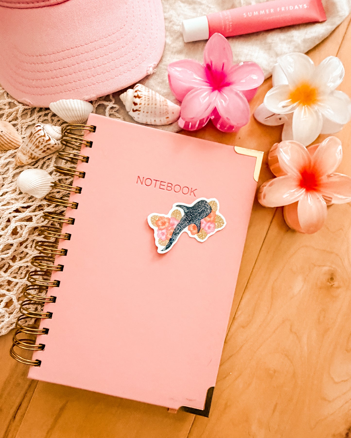 Mini Whale Shark in Bloom - Sticker (2.5x2.5")