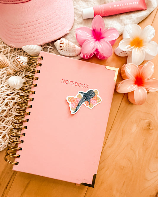 Mini Whale Shark in Bloom - Sticker (2.5x2.5")